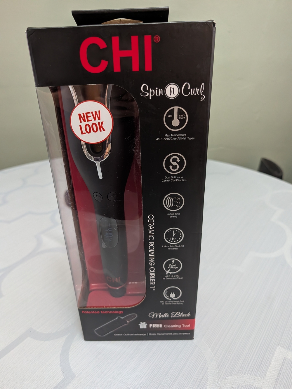 CHI Spin N Curl Ceramic Rotating Curler - Matte Black